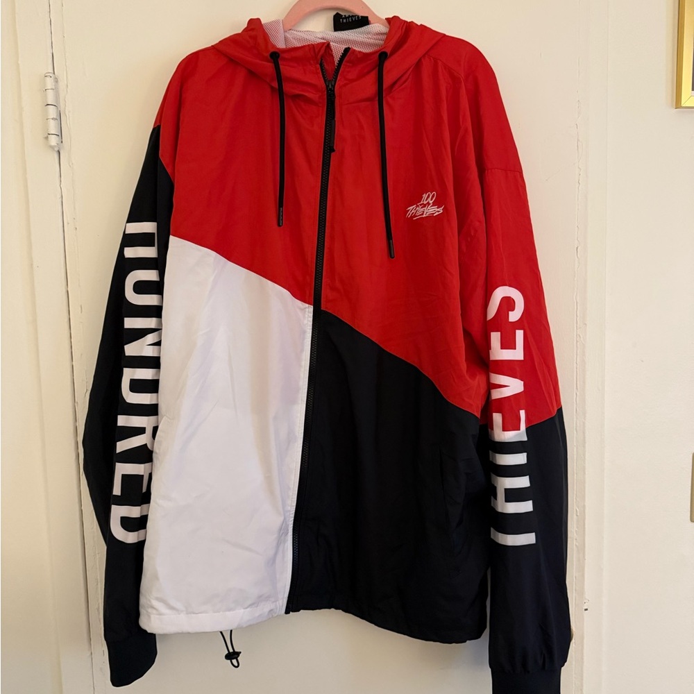 Red, White, and Black Windbreaker